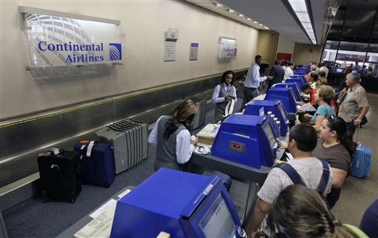 Passengers check-in for their Continental Airlines flights at George Bush Houston Intercontinental Airport on Thursday, June 5, 2008 in Houston. The TSA now has a Traveler Redress Inquiry Program (TRIP) that people who feel they have been wrongly included in the TSA's 'selectee' and 'no-fly' watchlists can use to try to have their names taken off the lists. Going by anecdotal evidence, many frequent fliers whose names were on the TSA watchlists feel their appeals through TRIP have not helped  them. 